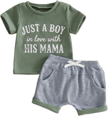 Toddler Boy Clothes Baby Summer Outfits Letter Print Short Sleeve T-Shirt Tops Casual Shorts Cute Clothing Set in Kuwait