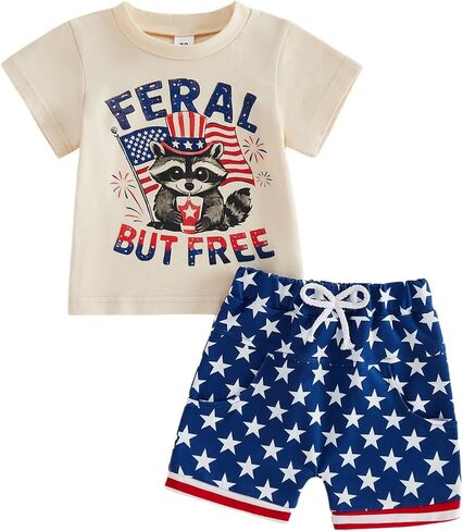 Toddler Baby Boy 4th of July Outfit USA 250th Anniversary T-Shirt + American Flag Shorts Set Patriotic Clothes in Kuwait