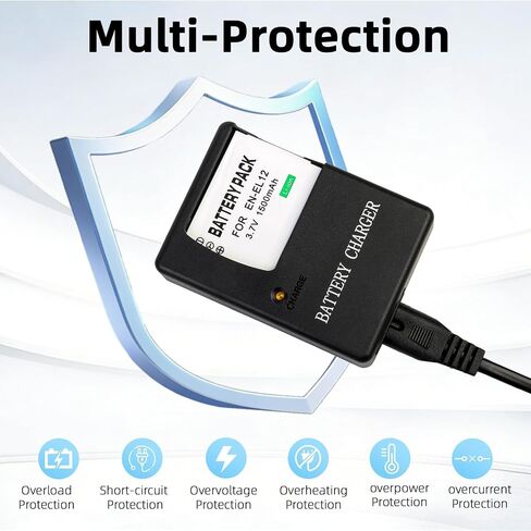 EN-EL12 Battery Charger, Camera Accessories for Nikon Coolpix S9900 S9500 S9300 S9100 S8200 S8000 S6300 S6200 S6100 A1000 A900 B600 W300 AW130 AW120 AW110, Replacement for MH-65 Charger in Kuwait