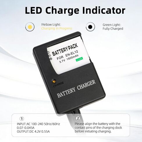 EN-EL12 Battery Charger, Camera Accessories for Nikon Coolpix S9900 S9500 S9300 S9100 S8200 S8000 S6300 S6200 S6100 A1000 A900 B600 W300 AW130 AW120 AW110, Replacement for MH-65 Charger in Kuwait
