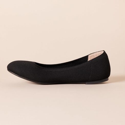 Amazon Essentials Women's Knit Ballet Flat, Black, 8 in Kuwait