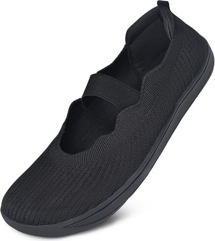 Mary Jane Ballet Flat Shoes for Women, Wide Round Toe Box Elastic Strap Slip On, Breathable Knit Comfortable Non Slip Daily Work Casual Wear in Kuwait