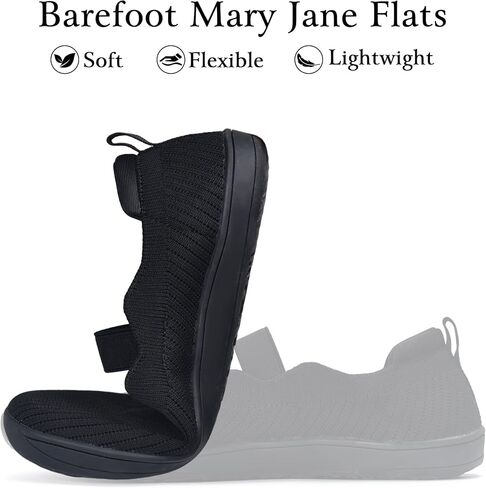 Mary Jane Ballet Flat Shoes for Women, Wide Round Toe Box Elastic Strap Slip On, Breathable Knit Comfortable Non Slip Daily Work Casual Wear in Kuwait