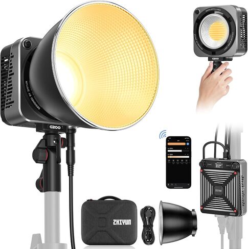 ZHIYUN MOLUS G300[Official] 300W Bi-Color LED Light, 500W MAX Extreme Mode | Bowens Mount, App Control, Ultra Quiet, 2700K-6500K, CRI 95+ TLCI 97+ 15500Lux/1M,14 Lighting Effects Video Light in Kuwait