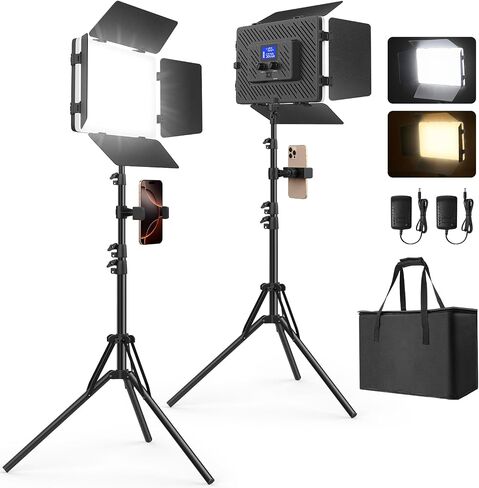 2 Pack LED Video Photography Light Kit with Stand-Built-in 8000mAh in Kuwait
