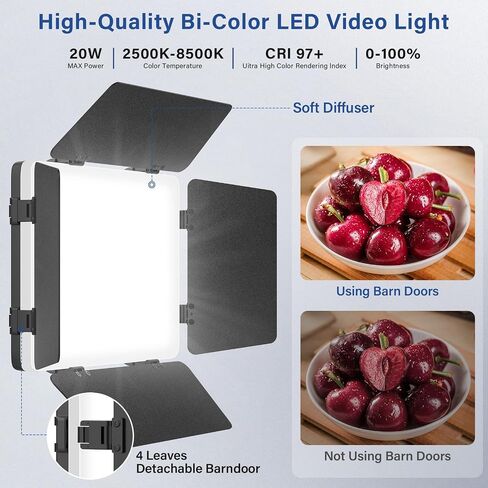 2 Pack LED Video Photography Light Kit with Stand-Built-in 8000mAh in Kuwait