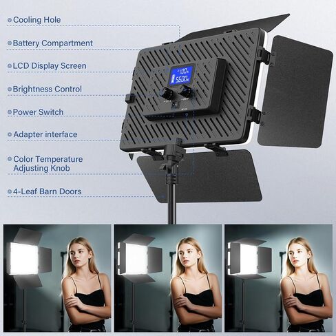2 Pack LED Video Photography Light Kit with Stand-Built-in 8000mAh in Kuwait