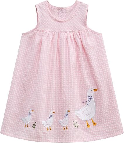 Little Girls Casual Cotton Dress Cartoon Print Short Sleeve Spring Summer Skirt Dresses for 2-7 Years in Kuwait