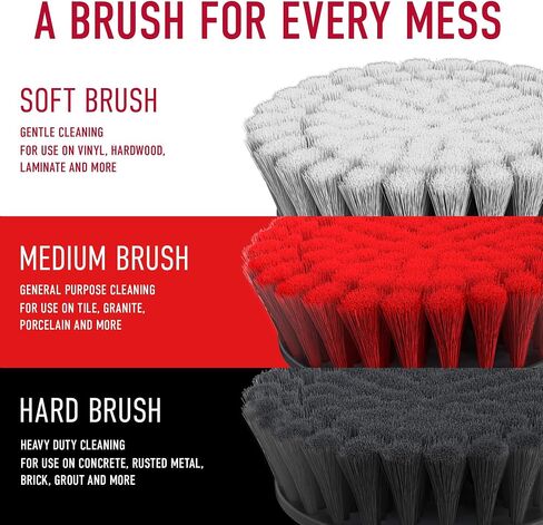 Hoover Multi-Purpose Cleaning Brush Kit, 3-Piece, Drill Attachment | 6" Soft, Medium and Hard Bristle Brushes Included, Whole Home Cleaning, Scrubber Brush Drill Attachment for Cleaning in Kuwait