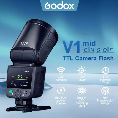 Godox V1mid N Camera Flash TTL High Speed Sync Li-ion Battery Portable Flash Fit for Nikon DSLR Camera in Saudi Arabia