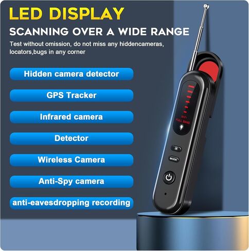 SEVENPARK Hidden Camera Detector - 2026 Portable Camera Finder, GPS Tracker Detector, RF Wireless Signal Scanner for Office, Hotels, Cars, 5 Levels Sensitivity (Black) in Kuwait