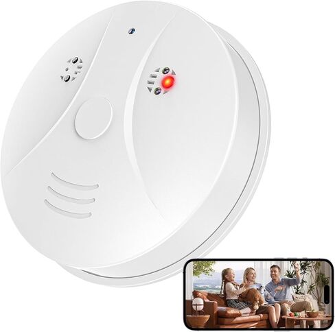 1080P HD Wireless WiFi Indoor Camera Smoke Detector for Home Security with App Control & Motion Detection,Outdoor Camera with Night Vision & Loop Recording for Office,Garage,Shop,Easy to Use in Kuwait