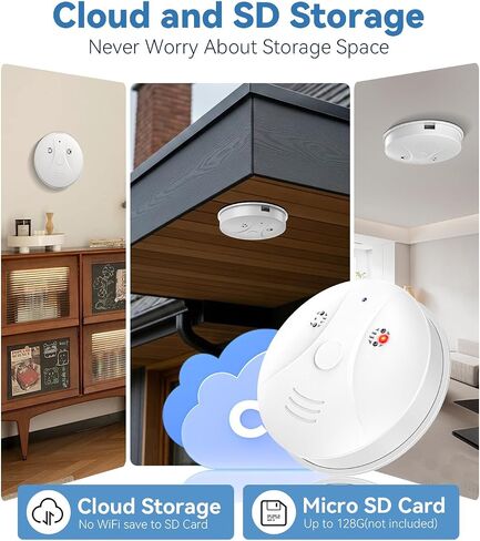 1080P HD Wireless WiFi Indoor Camera Smoke Detector for Home Security with App Control & Motion Detection,Outdoor Camera with Night Vision & Loop Recording for Office,Garage,Shop,Easy to Use in Kuwait