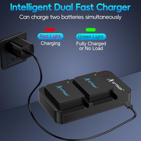 Artman NP-W126 NP-W126S Battery 2-Pack and Rapid Dual Charger Compatible with Fujifilm XM5, X-E5, X Half, X100VI, X100V, XS10, XT30II, X-T30, XT20, X-T3, X-Pro3, X100F, X-A7, A5, XE4 Cameras in Kuwait