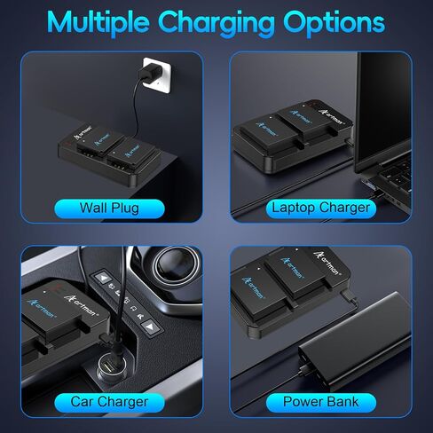 Artman NP-W126 NP-W126S Battery 2-Pack and Rapid Dual Charger Compatible with Fujifilm XM5, X-E5, X Half, X100VI, X100V, XS10, XT30II, X-T30, XT20, X-T3, X-Pro3, X100F, X-A7, A5, XE4 Cameras in Kuwait