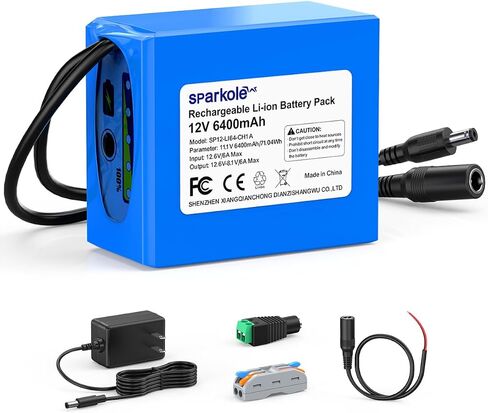 12V Battery Pack Rechargeable 5200mAh Lithium Ion Battery for LED Strip/CCTV Camera/Electronic Organ/Optical Network Unit/Router,Portable 12 Volt Battery DC5521 Interface (Blue) in Kuwait