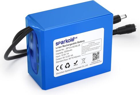 12V Battery Pack Rechargeable 5200mAh Lithium Ion Battery for LED Strip/CCTV Camera/Electronic Organ/Optical Network Unit/Router,Portable 12 Volt Battery DC5521 Interface (Blue) in Saudi Arabia