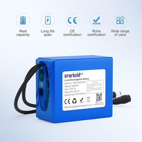 12V Battery Pack Rechargeable 5200mAh Lithium Ion Battery for LED Strip/CCTV Camera/Electronic Organ/Optical Network Unit/Router,Portable 12 Volt Battery DC5521 Interface (Blue) in Saudi Arabia