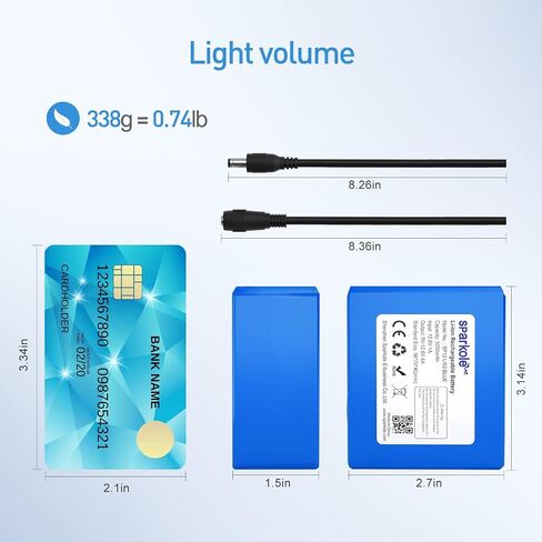 12V Battery Pack Rechargeable 5200mAh Lithium Ion Battery for LED Strip/CCTV Camera/Electronic Organ/Optical Network Unit/Router,Portable 12 Volt Battery DC5521 Interface (Blue) in Saudi Arabia
