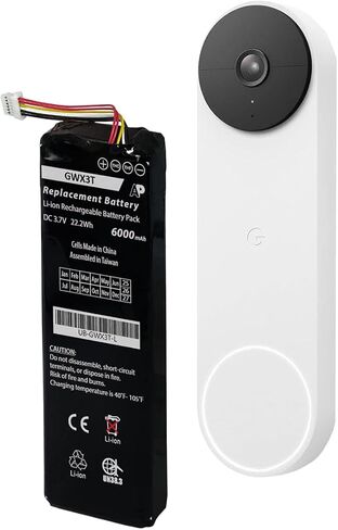 Artisan Power Replacement Battery for The Google Nest WiFi Smart Video Doorbell GWX3T & GA01318-US | Lithium-Ion Rechargeable Battery | 6000 mAh | Replaces G823-00179-01 in Kuwait