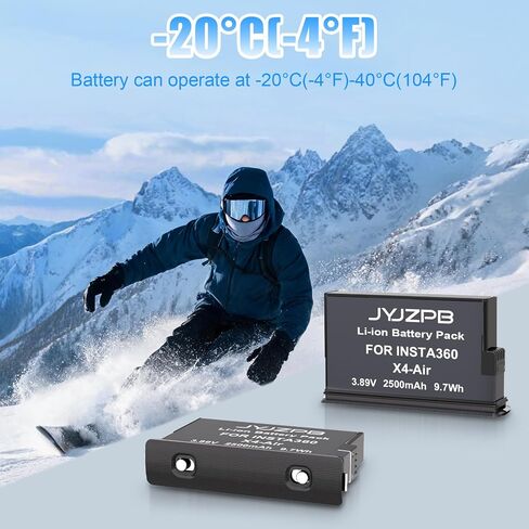 JYJZPB 360X4 Air Battery for Insta360 X4 Air Battery Pack with Dual Charger | 2-Pack 2500mAh Replacement Battery for Insta360 X4 Air and Dual Fast Charging Charger Set for Insta 360 X4 Air Camera in Kuwait