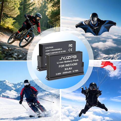 JYJZPB 360X4 Air Battery for Insta360 X4 Air Battery Pack with Dual Charger | 2-Pack 2500mAh Replacement Battery for Insta360 X4 Air and Dual Fast Charging Charger Set for Insta 360 X4 Air Camera in Kuwait