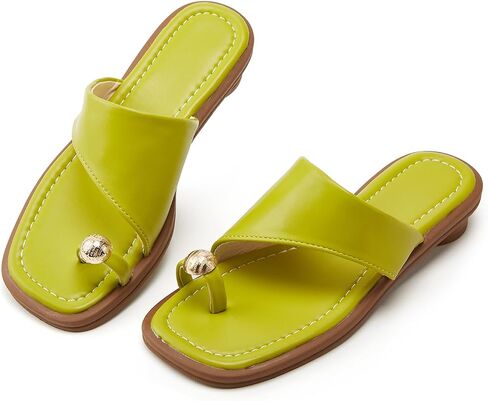 Niction Women's Slip-On Block Heel Sandals Casual Summer Square Toe Dress Mules with Low Heel Comfortable Toe-Ring Slide Shoes for Long Walk in Kuwait