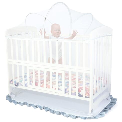Orzbow Crib Tent Canopy - Crib Cover to Keep Baby from Climbing Out, Protects from Climbing Out and, Insects, Mosquitoes, Encrypted Baby Mosquito Net with Two-Way Self-Locking Zippers, White in Kuwait