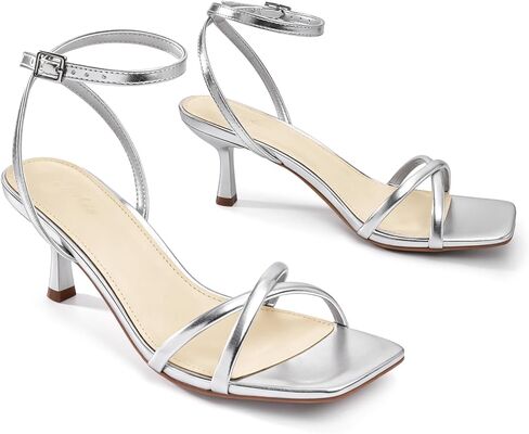 Ankis Kitten Heels Strappy Open Toe Low Heel Dress Shoes for Party Wedding | Gold Kitten Heels for Women,2.5IN Square Toe Heels,Comfortable Short Heels,Bridal Shoes,Heels for Women Dressy 2026 in Kuwait