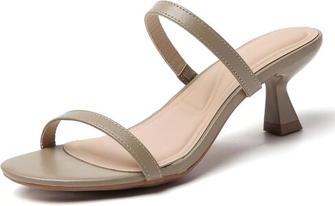Tilocow Two Straps Kitten Heels for Women Open Toe Heeled Sandals Dressy Low Heel Slip On Mules for Wedding Office Casual Outfits in Kuwait