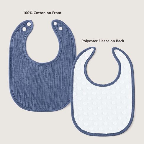 Susurration Muslin Baby Bibs 6 Pack Bandana Drool Bibs,Soft Square Adjustable Baby Drooling Bibs for Unisex Girls & Boys (Blue) in Kuwait