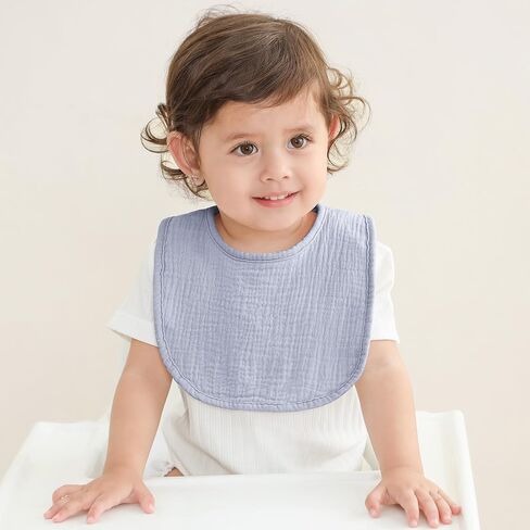 Susurration Muslin Baby Bibs 6 Pack Bandana Drool Bibs,Soft Square Adjustable Baby Drooling Bibs for Unisex Girls & Boys (Blue) in Kuwait