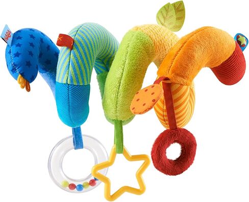 HABA Rainbow Activity Spiral Car Seat Toy and Stroller Toys for Baby 0-18 Months - Colorful Baby Travel Toy with Rattle Teething Element and Sensory Activities in Kuwait