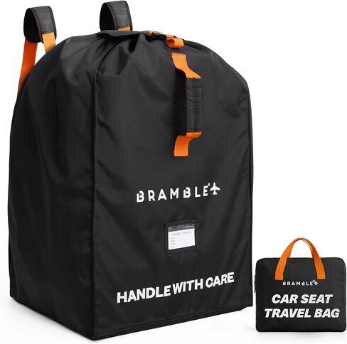 Bramble - Car Seat Travel Bag for Airplane Gate Check - Water Resistant Ballistic Nylon Car Seat Bag with Padded Neoprene Straps, Carry Pouch & ID Window - 31.5 x 18 x 18 Inches (Black) in Kuwait