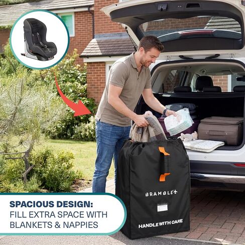 Bramble - Car Seat Travel Bag for Airplane Gate Check - Water Resistant Ballistic Nylon Car Seat Bag with Padded Neoprene Straps, Carry Pouch & ID Window - 31.5 x 18 x 18 Inches (Black) in Kuwait
