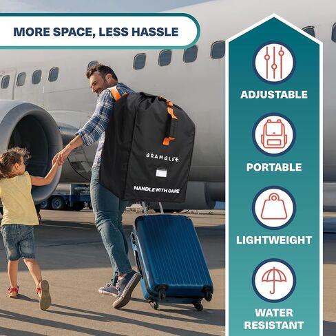 Bramble - Car Seat Travel Bag for Airplane Gate Check - Water Resistant Ballistic Nylon Car Seat Bag with Padded Neoprene Straps, Carry Pouch & ID Window - 31.5 x 18 x 18 Inches (Black) in Kuwait