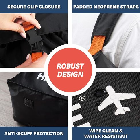 Bramble - Car Seat Travel Bag for Airplane Gate Check - Water Resistant Ballistic Nylon Car Seat Bag with Padded Neoprene Straps, Carry Pouch & ID Window - 31.5 x 18 x 18 Inches (Black) in Kuwait
