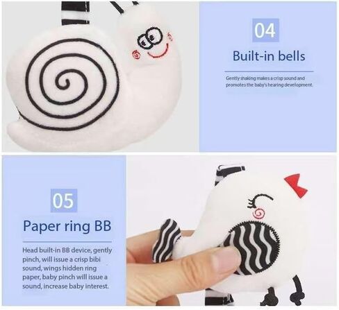Car Seat Toys for Babies 0-6 Months, Baby Sensory Interaction Cartoon Toys with Bells_Black and White High Contrast Baby Toy Hanging or Wrapping Around The Infant Bed or Strollea03 ﻿ in Kuwait