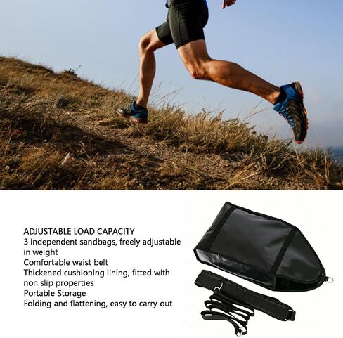 Weighted Drag Sandbag, with Waist Belt, Waterproofing | Padded Hip Belt, 3 Fillable Sandbags, for Sled Sprints and Lunges, for Running Strength Training in Kuwait