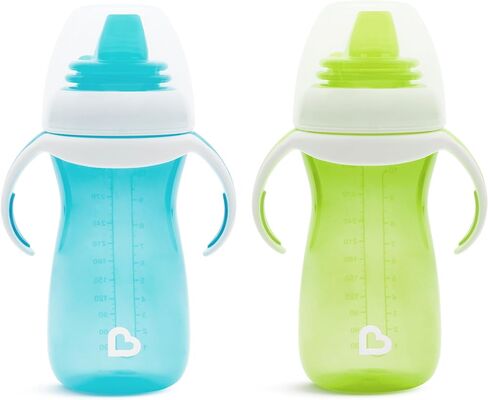 Munchkin Gentle Transition Baby Sippy Cup, Baby's First Sippy - Helps Babies & Toddlers Transitioning from Bottles to Cups, Spill Proof, 9 Months & Up, 10 Ounce, Blue in Kuwait