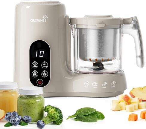 Grownsy Baby Food Maker with Stainless Steel Steam Basket,Steamer & Blender | Baby Food Processor, Healthy Homemade Baby Food Purees, Starting Solids & BLW, Baby Feeding Essentials, 6+ Months in Kuwait