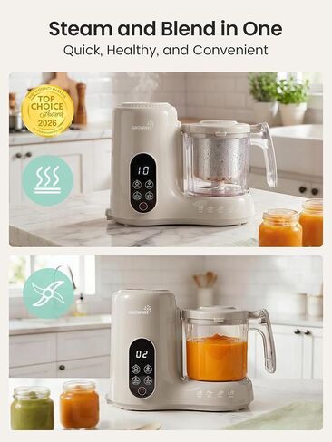Grownsy Baby Food Maker with Stainless Steel Steam Basket,Steamer & Blender | Baby Food Processor, Healthy Homemade Baby Food Purees, Starting Solids & BLW, Baby Feeding Essentials, 6+ Months in Kuwait