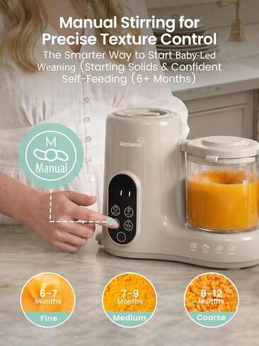 Grownsy Baby Food Maker with Stainless Steel Steam Basket,Steamer & Blender | Baby Food Processor, Healthy Homemade Baby Food Purees, Starting Solids & BLW, Baby Feeding Essentials, 6+ Months in Kuwait
