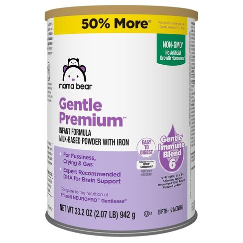 Amazon Brand - Mama Bear Gentle Premium Baby Formula Powder, DHA for Brain Support, Immune Blend 6, 2'FL HMO, For Fusiness, Crying & Gas, 33.2 Ounce (Pack of 1) in Kuwait