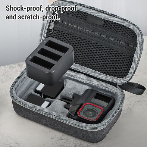 Action Camera Carrying Case | Large Capacity Soft Lining Bag with Hand Strap for Camera, Batteries & Accessories, Wearproof & Portable for Travel in Kuwait