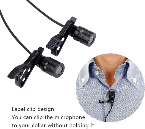 Capacitor Lapel Clip Microphone, 3.5mm with Active Noise Filtering for Smartphone in Kuwait