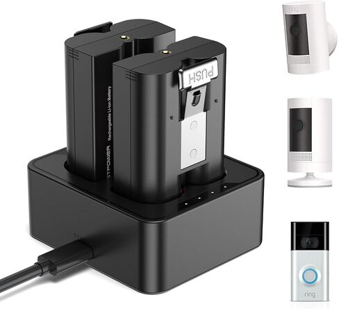 FirstPower 2 Pack Replacement Battery for Ring Doorbell, 6040mAh Rechargeable Camera Batteries with Charger Station for Ring Video Doorbell 2/3/3 Plus/4, Spotlight Cam, Stick Up Cam and Peephole Cam in Kuwait