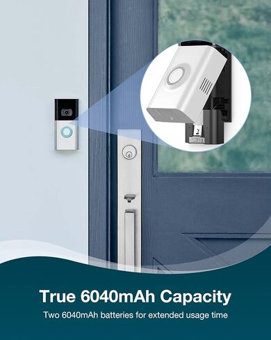 FirstPower 2 Pack Replacement Battery for Ring Doorbell, 6040mAh Rechargeable Camera Batteries with Charger Station for Ring Video Doorbell 2/3/3 Plus/4, Spotlight Cam, Stick Up Cam and Peephole Cam in Kuwait