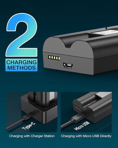 FirstPower 2 Pack Replacement Battery for Ring Doorbell, 6040mAh Rechargeable Camera Batteries with Charger Station for Ring Video Doorbell 2/3/3 Plus/4, Spotlight Cam, Stick Up Cam and Peephole Cam in Kuwait