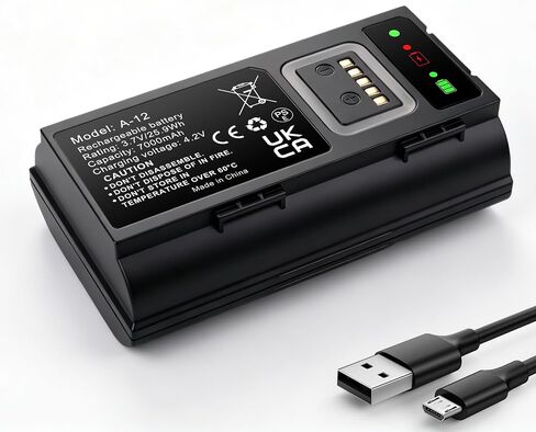 A-12 Battery Compatible for Arlo Essential Wire-Free Video Doorbell 7000mAh | Compatible with Arlo Doorbell VMA2400 AVD2001 AVD2001B A-12 Upgrade Batteria 3.7V 25.9Wh with Charging cable in Kuwait